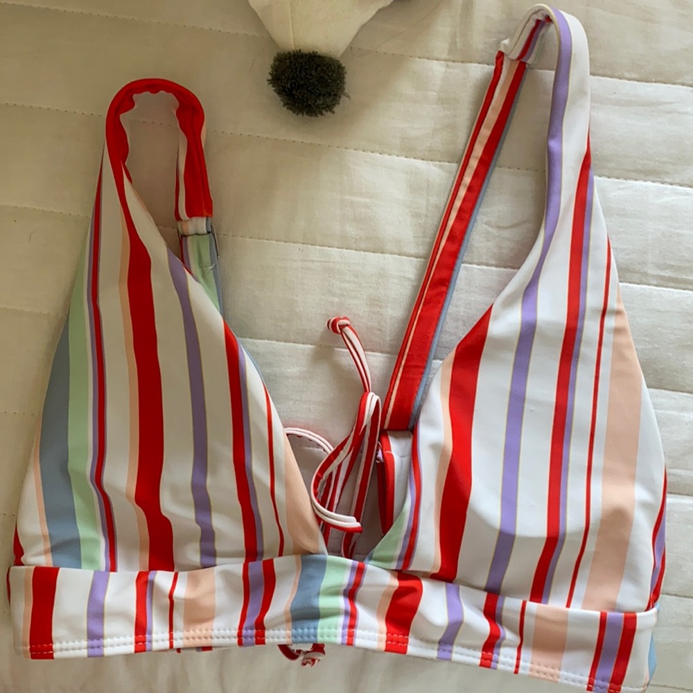 Colorful Striped Bikini Top